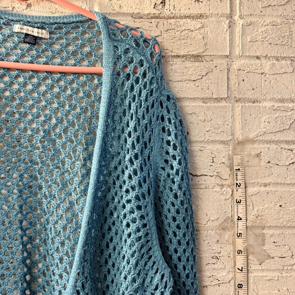 American Eagle Blue Open-Knit Tie Front Cardigan – XXL - Picture 3 of 7
